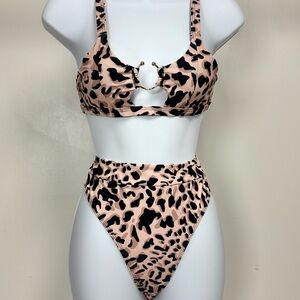 Leopard Print High-Waisted Bikini Set